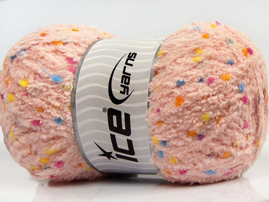 Lot of 4 x 100gr Skeins Ice Yarns PUFFY POMPOM (85% MicroFiber) Yarn Powder Pink
