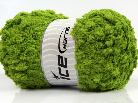 Lot of 4 x 100gr Skeins Ice Yarns PUFFY POPCORN (100% MicroFiber) Yarn Grass Green