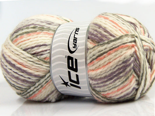 Lot of 4 x 100gr Skeins Ice Yarns WOOL FUN COLORS (30% Wool) Yarn Cream Lavender Salmon Grey