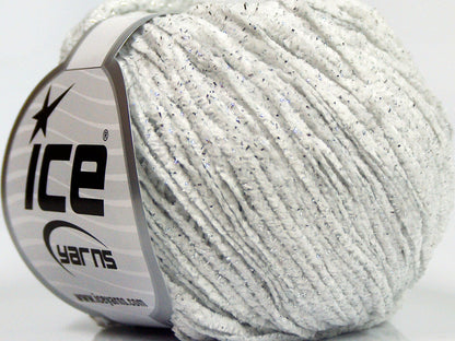 Lot of 8 Skeins Ice Yarns SALE CHENILLE Hand Knitting Yarn Off White Silver