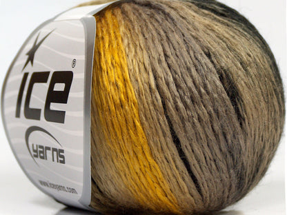 Lot of 8 Skeins Ice Yarns SALE SELF-STRIPING Yarn Black Camel Gold Beige