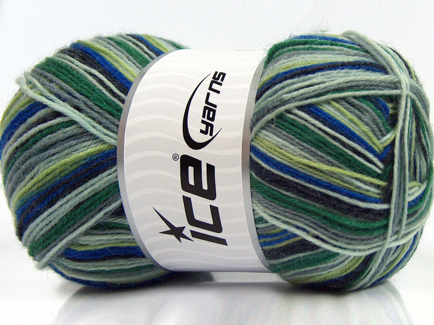 Lot of 4 x 100gr Skeins Ice Yarns MAGIC SOCK (75% Superwash Wool) Yarn Green Shades Blue Grey Shades