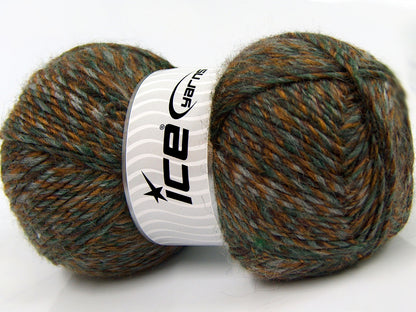 Lot of 2 x 150gr Skeins Ice Yarns HARMONY ALPACA (19% Alpaca 10% Wool) Yarn Brown Gold Green Grey