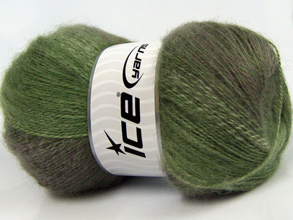 Lot of 4 x 100gr Skeins Ice Yarns MOHAIR PASTEL (10% Mohair 15% Wool) Yarn Green Shades Camel