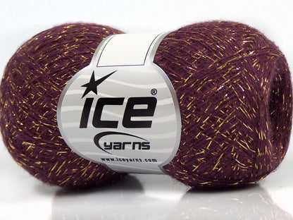 Lot of 8 Skeins Ice Yarns SALE METALLIC Hand Knitting Yarn Purple Gold