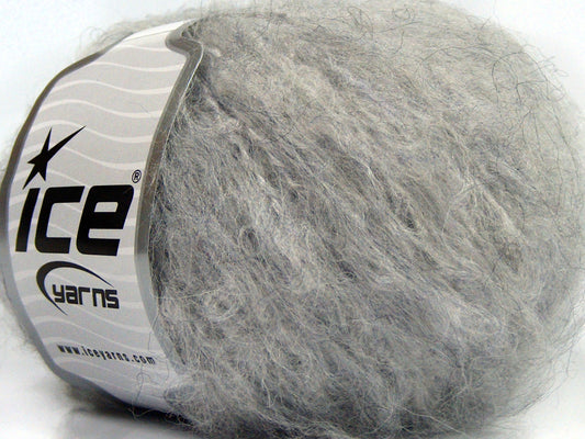 Lot of 8 Skeins Ice Yarns KAN MOHAIR (20% Mohair 25% Wool) Yarn Light Grey Melange