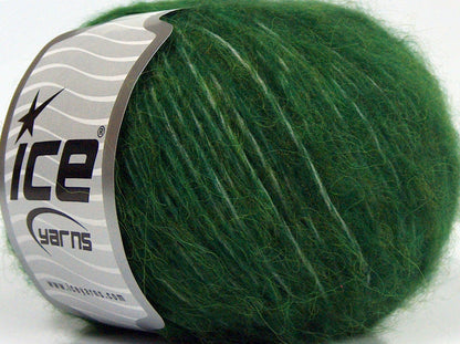 Lot of 8 Skeins Ice Yarns FLEECY WOOL (22% Wool) Hand Knitting Yarn Dark Green