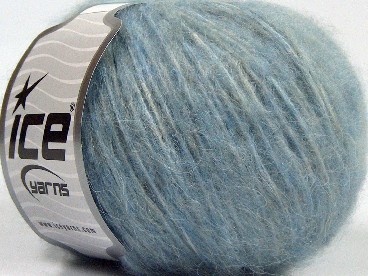 Lot of 8 Skeins Ice Yarns FLEECY WOOL (22% Wool) Yarn Light Blue Light Grey