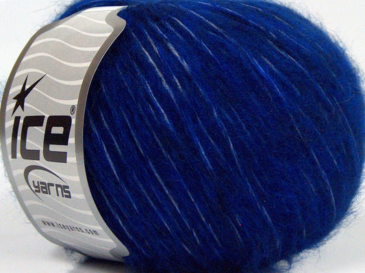 Lot of 8 Skeins Ice Yarns FLEECY WOOL (22% Wool) Hand Knitting Yarn Blue Navy