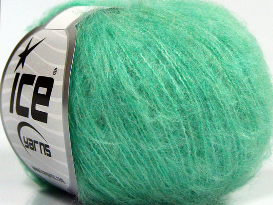 Lot of 10 Skeins Ice Yarns FLUFFY SUPERFINE (20% Wool) Yarn Mint Green