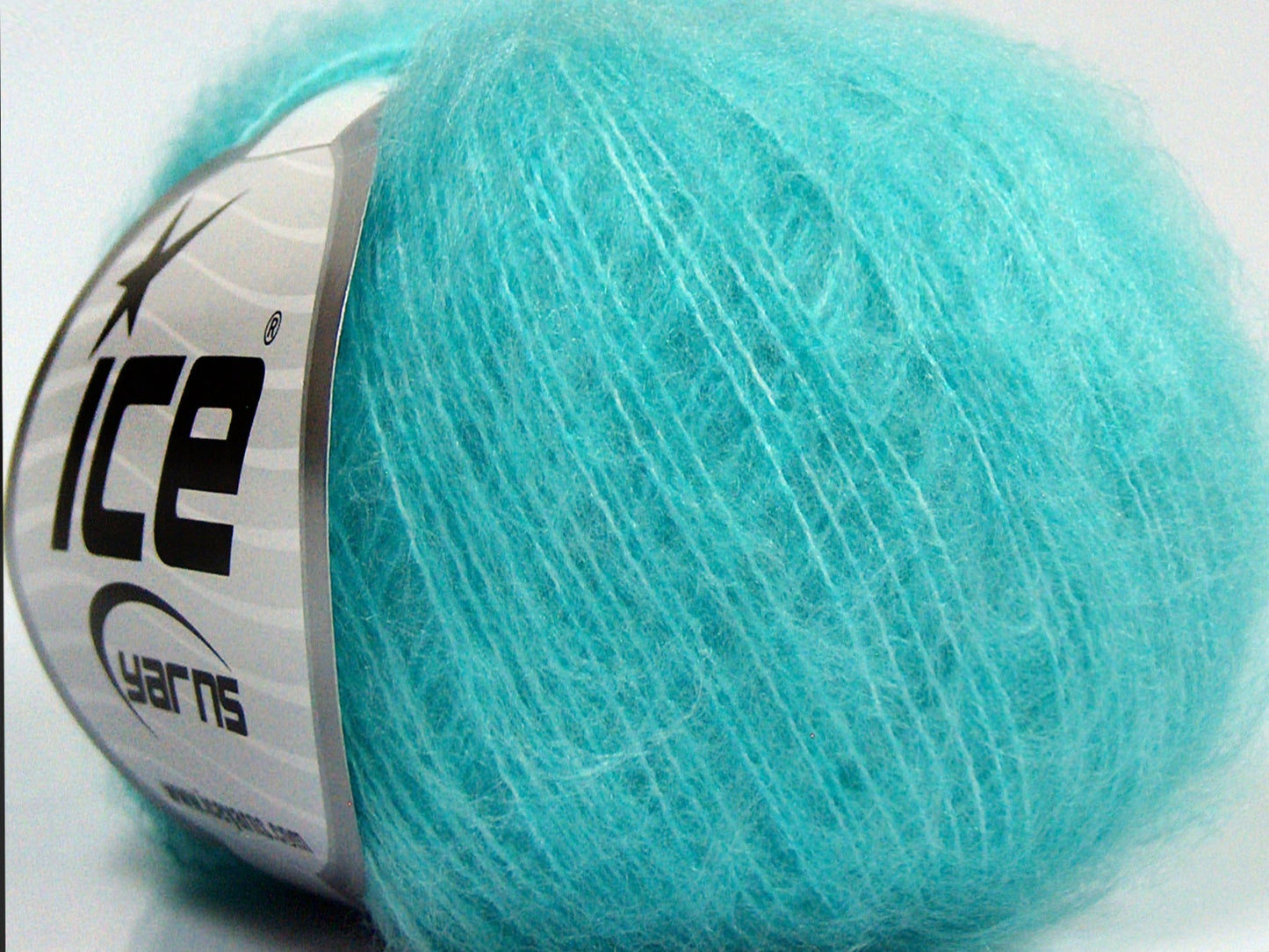 Lot of 10 Skeins Ice Yarns FLUFFY SUPERFINE (20% Wool) Yarn Light Turquoise