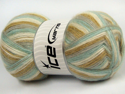 Lot of 4 x 100gr Skeins Ice Yarns ANGORA COLORS (18% Angora 32% Wool) Yarn Light Grey Light Camel Cream Mint