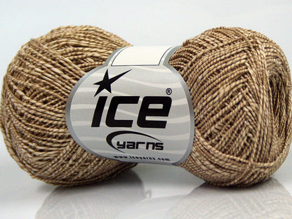Lot of 8 Skeins Ice Yarns ALDEBARAN GLITZ (50% Cotton) Yarn Cream Light Camel