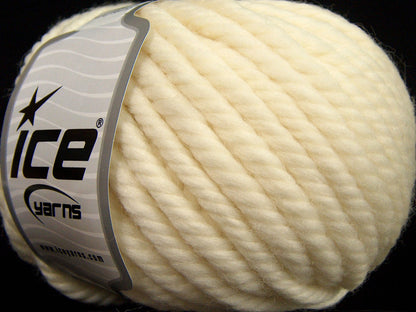 Lot of 3 x 100gr Skeins Ice Yarns JUMBO PURE WOOL (100% Wool) Yarn Light Cream