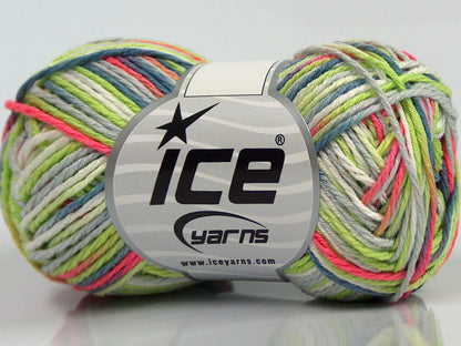 Lot of 8 Skeins Ice Yarns VIENNA Yarn Jeans Blue Grey Neon Green Neon Pink White