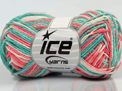 Lot of 8 Skeins Ice Yarns VIENNA Yarn Mint Green Salmon Shades White