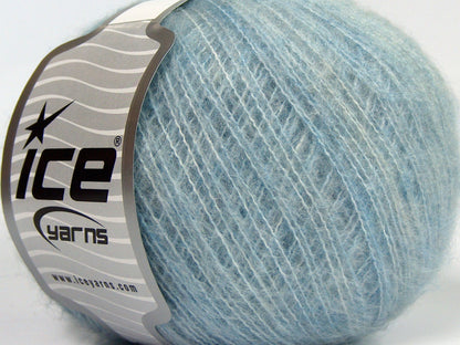 Lot of 8 Skeins Ice Yarns FLUFFY WOOL SUPERFINE (20% Wool 3% Elastan) Yarn Light Blue