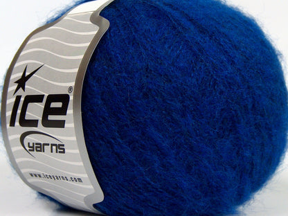 Lot of 8 Skeins Ice Yarns FLUFFY WOOL SUPERFINE (20% Wool 3% Elastan) Yarn Saxe Blue
