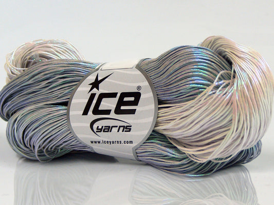 Lot of 3 x 100gr Skeins Ice Yarns HAND PAINTED COTTON (40% Cotton) Yarn Light Grey