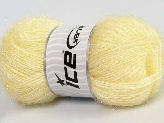 Lot of 4 x 100gr Skeins Ice Yarns SPARKLE Hand Knitting Yarn Light Yellow