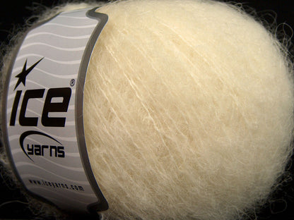 Lot of 8 Skeins Ice Yarns KID MOHAIR ALPACA LIGHT (41% Alpaca Superfine 41% Kid Mohair) Yarn Ecru