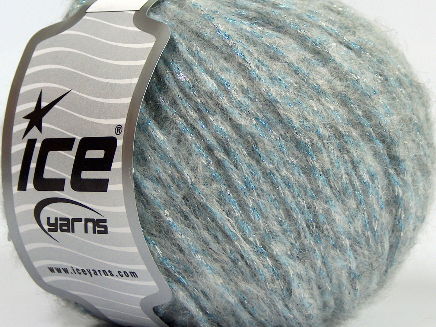 Lot of 8 Skeins Ice Yarns ALPACA AIR GLITZ (25% Alpaca Superfine 25% Merino Wool) Yarn Grey Shades Turquoise