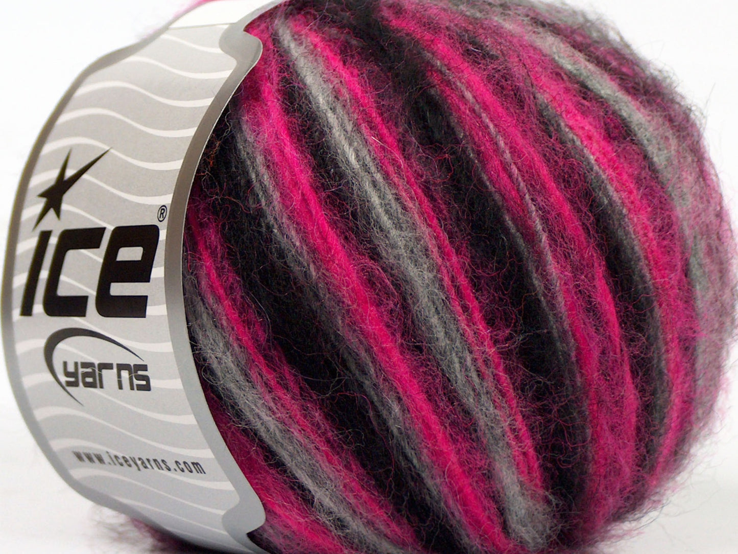 Lot of 8 Skeins Ice Yarns ALPACA DELUXE (20% Alpaca 50% Wool) Yarn Fuchsia Grey Black