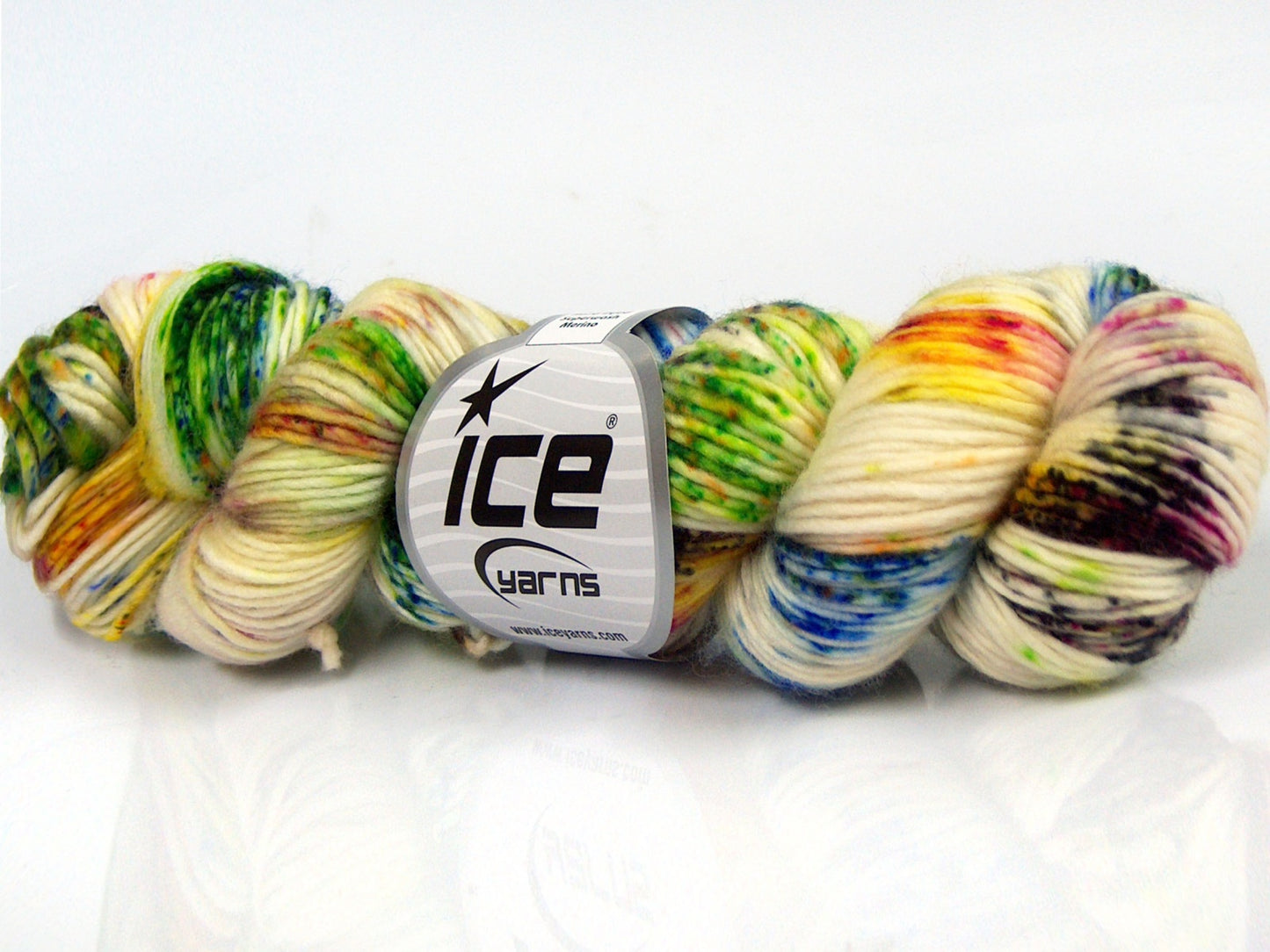 Lot of 2 x 100gr Skeins Ice Yarns HAND DYED SUPERWASH MERINO (100% Superwash Merino Wool) Yarn Black Cream Rainbow