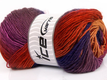 Lot of 4 x 100gr Skeins Ice Yarns SALE WINTER Yarn Red Navy Purple Copper Salmon