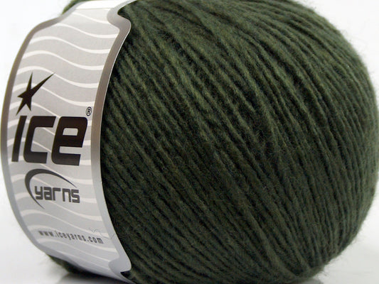 Lot of 8 Skeins Ice Yarns WOOL CORD LIGHT (50% Wool) Yarn Dark Khaki