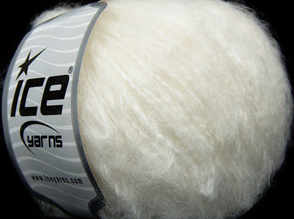 Lot of 8 Skeins Ice Yarns KAN MOHAIR (20% Mohair 25% Wool) Yarn White
