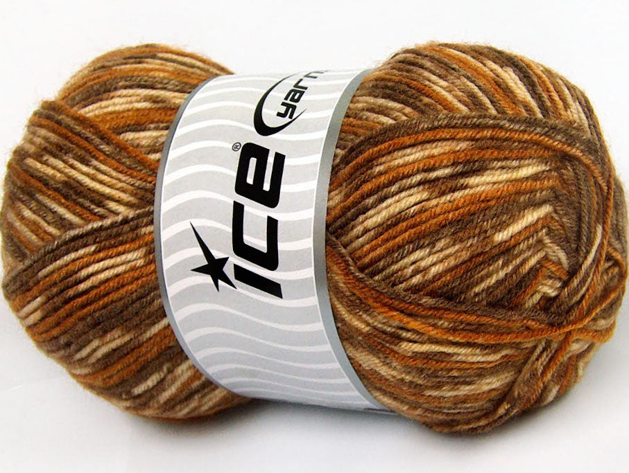 Lot of 4 x 100gr Skeins Ice Yarns SALE WINTER (25% Wool) Yarn Brown Shades