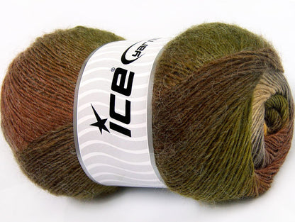 Lot of 4 x 100gr Skeins Ice Yarns SALE LUXURY-PREMIUM (20% Alpaca 20% Wool) Yarn Brown Shades Green Shades