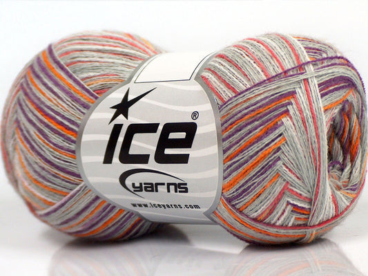Lot of 8 Skeins Ice Yarns CASHMERE VISCOSE (15% Cashmere 85% Viscose) Yarn Purple Orange Light Grey White
