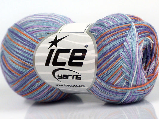 Lot of 8 Skeins Ice Yarns CASHMERE VISCOSE (15% Cashmere 85% Viscose) Yarn Lilac Blue Orange