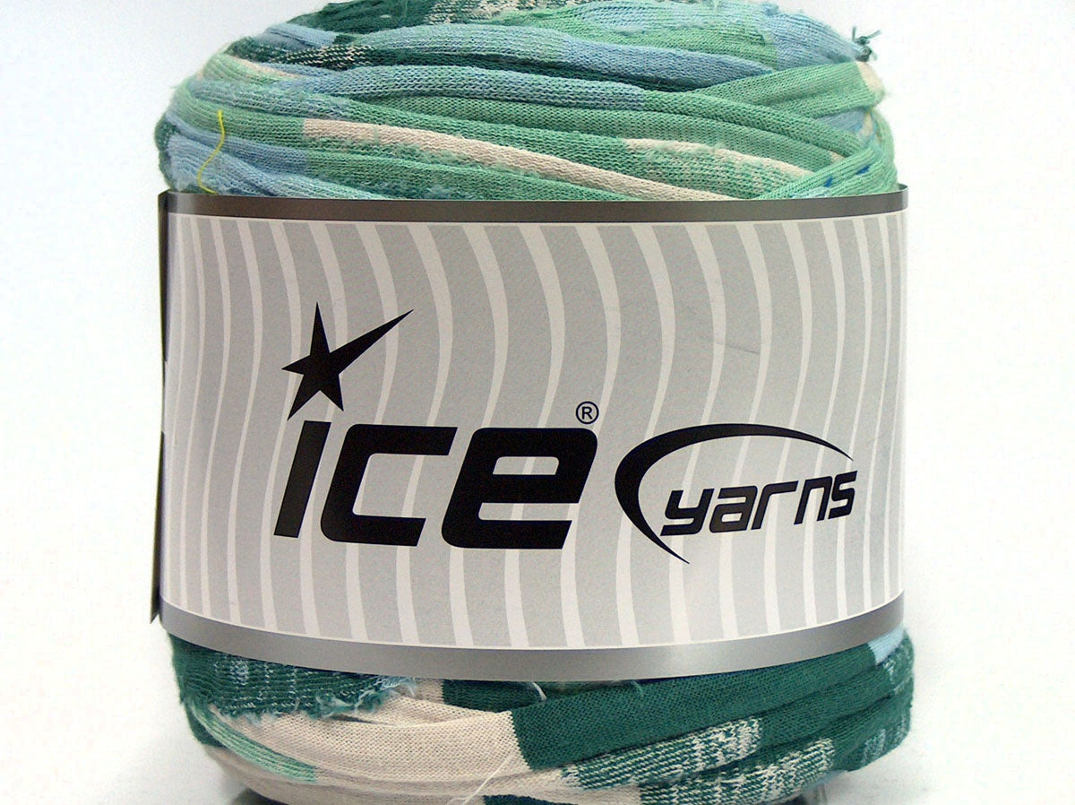 600 gr ICE YARNS UPCYCLED FABRIC 600 (95% Cotton 5% Elastan) Yarn Green Shades