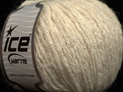 Lot of 8 Skeins Ice Yarns MACARON (3% Elastan) Hand Knitting Yarn Ecru