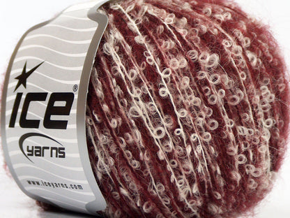 Lot of 8 Skeins Ice Yarns SALE MOHAIR-WOOL BLEND (20% Alpaca Superfine 20% Kid Mohair) Yarn Burgundy White
