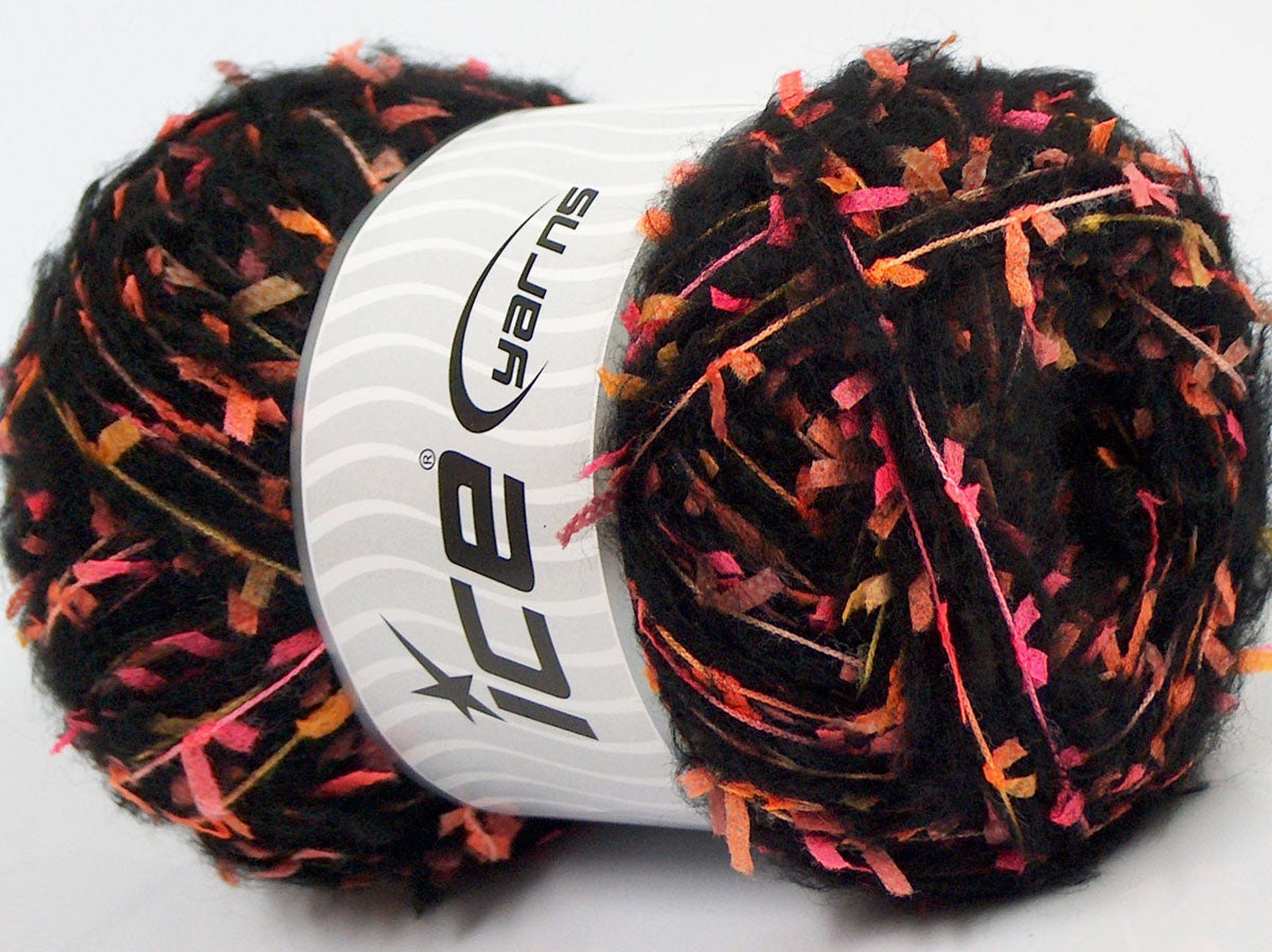 Lot of 4 x 100gr Skeins Ice Yarns SALE WINTER (20% Wool) Yarn Black Grey Orange Pink Yellow