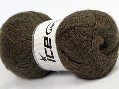 Lot of 4 x 100gr Skeins Ice Yarns ELITE SHAWL GLITZ (10% Mohair 10% Wool) Yarn Coffee Brown