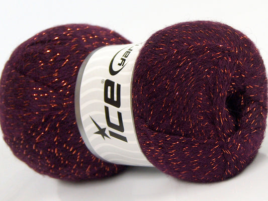 Lot of 4 x 100gr Skeins Ice Yarns ELITE SHAWL GLITZ (10% Mohair 10% Wool) Yarn Dark Purple