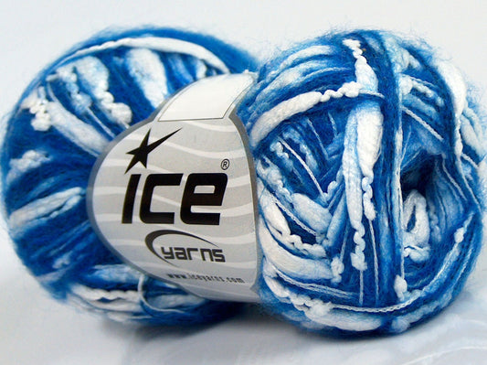 Lot of 8 Skeins Ice Yarns SALE WINTER (17% Wool 1% Elastan) Yarn Saxe Blue White