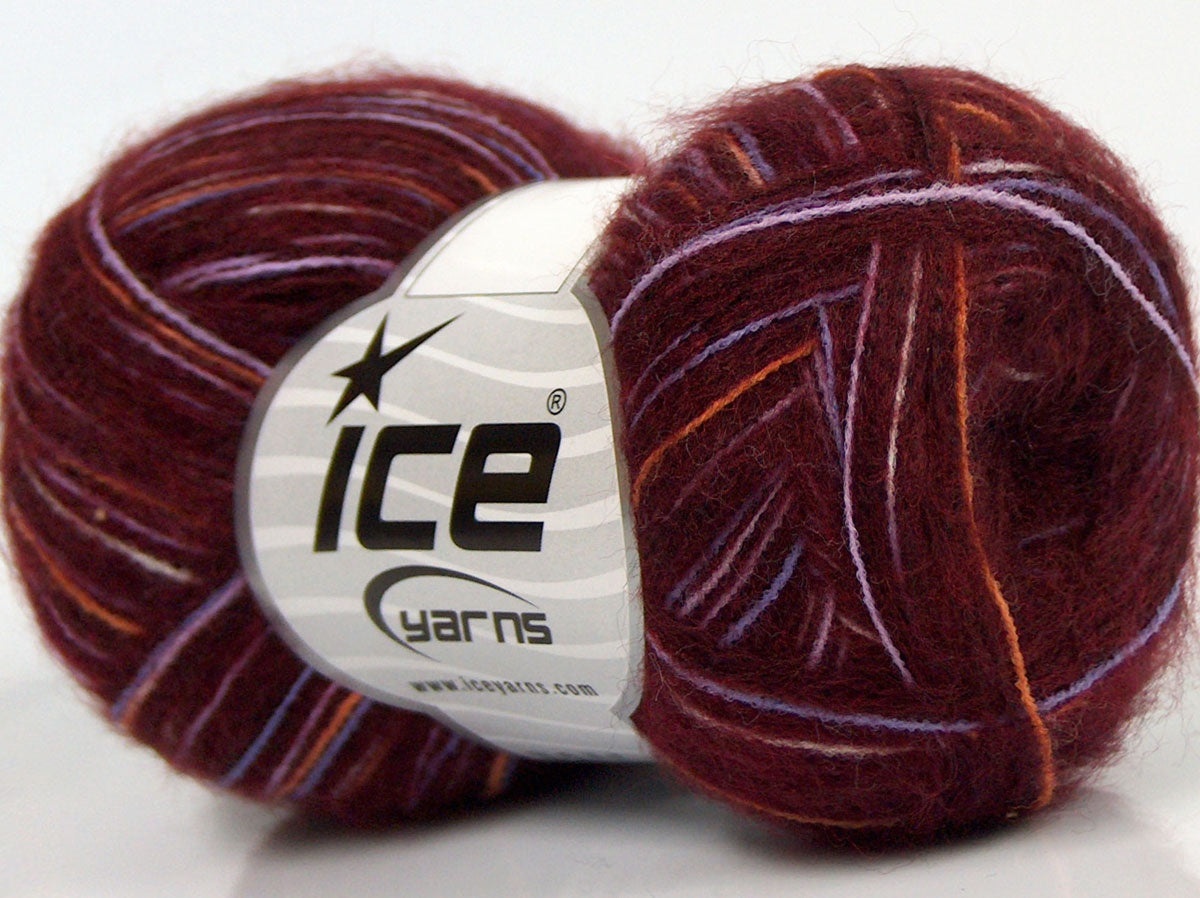 Lot of 8 Skeins Ice Yarns SALE WINTER (16% Wool 1% Elastan) Yarn Burgundy Orange Lilac White