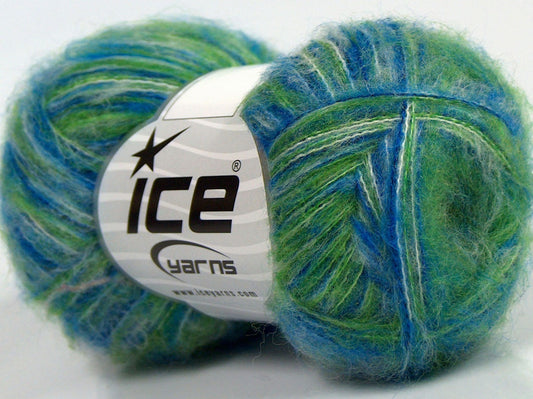 Lot of 8 Skeins Ice Yarns SALE WINTER (16% Wool 1% Elastan) Yarn Blue Green White