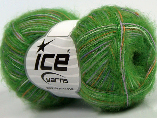 Lot of 8 Skeins Ice Yarns SALE WINTER (16% Wool 1% Elastan) Yarn Green Orange Lilac White