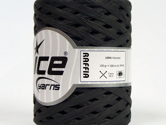 Lot of 2 x 100gr Skeins Ice Yarns RAFFIA (100% Viscose) Yarn Black
