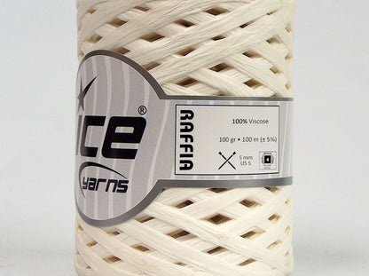 Lot of 2 x 100gr Skeins Ice Yarns RAFFIA (100% Viscose) Yarn White