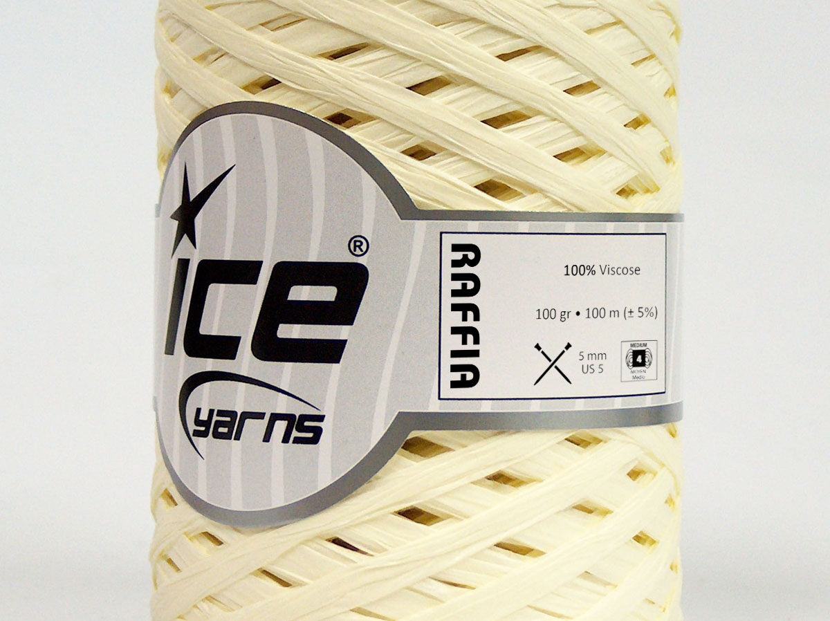 Lot of 2 x 100gr Skeins Ice Yarns RAFFIA (100% Viscose) Yarn Light Yellow