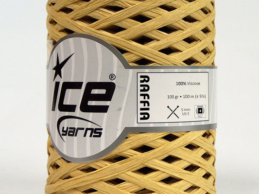 Lot of 2 x 100gr Skeins Ice Yarns RAFFIA (100% Viscose) Yarn Natural