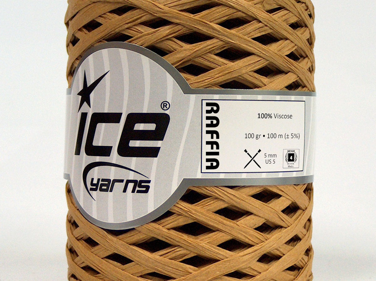 Lot of 2 x 100gr Skeins Ice Yarns RAFFIA (100% Viscose) Yarn Dark Cream